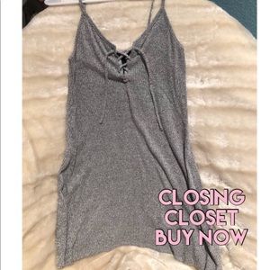FOREVER 21 gray lace up cami dress